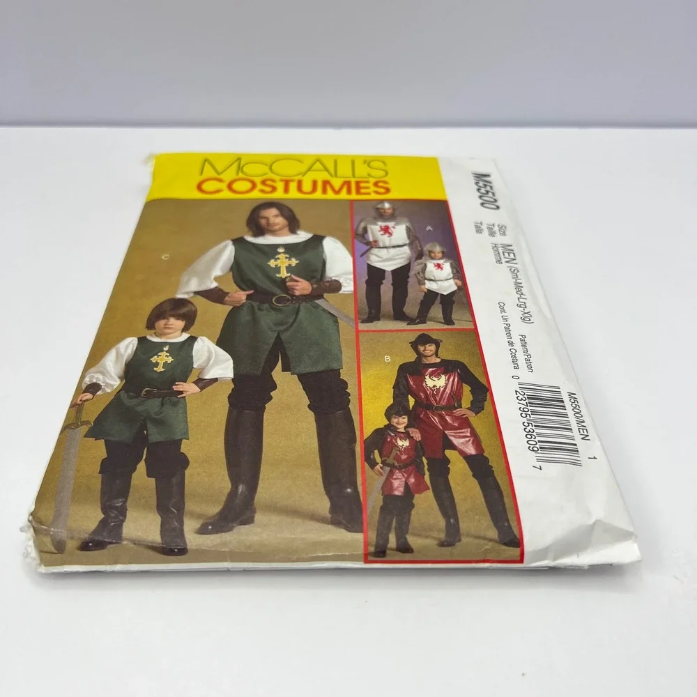 McCall's M5500 Costume Tunic Armor Hood Pattern S-XL Cosplay Knight Prince